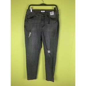 Kensie High Roller Jeans Women 10/30 Gray High Rise Denim Stretch Distressed